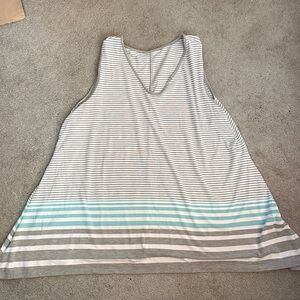 LuLaRoe Gray and Aqua Striped Tank Top